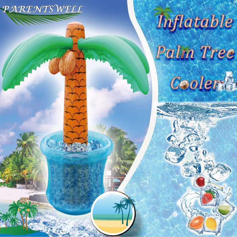 PARENTSWELL 63'' Inflatable Palm Tree Cooler, Tropical Luau Party Decorations, Inflatable Drink Cooler for Parties Jungle Hawaiian Birthday Party Decorations Palm Tree Decor - Image 3